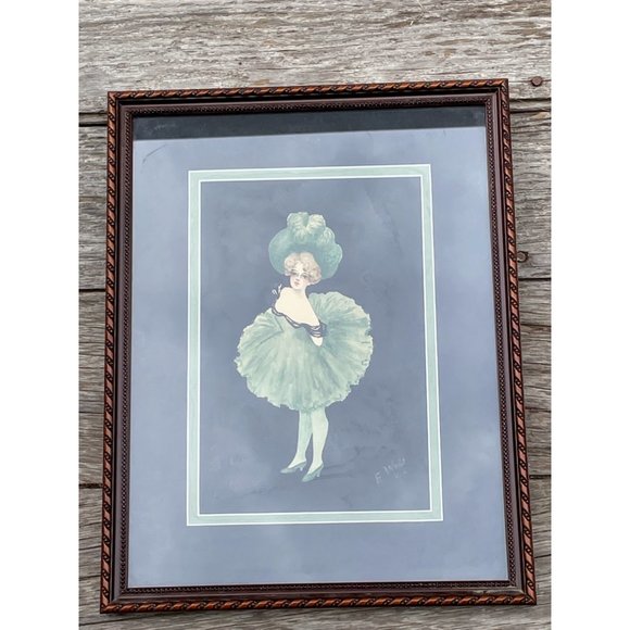 Antique 1904 Painting Can Can Show Girl Artist Signed Green - Picture 13 of 14